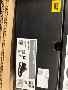 Caterpillar Black Work Shoes with Yellow Accents